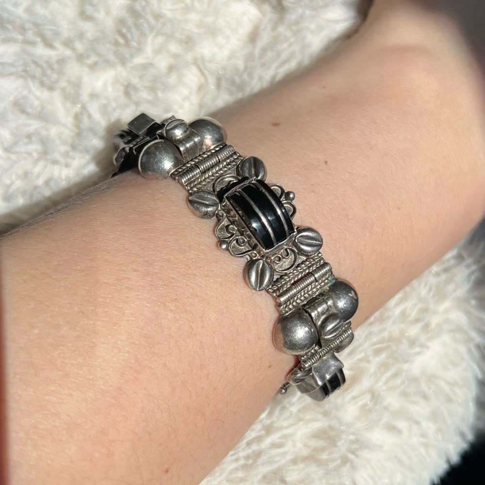 Vintage Sterling Silver Panel Bracelet
